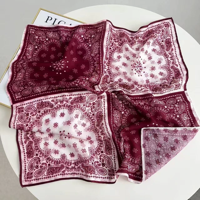Alt view image 2 of 2 - Women Medium Square Scarf Head Scarf Neck Scarf Hair Scarf Head Sleeping Wraps Bandana Scarfs for Women (V12)