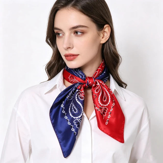 Alt view image 3 of 7 - 35 Inches Floral Head Scarf for Women Classic Lightweight Paisley Bandana | Western Paisley Print Square Scarf, Classic Paisley Bandana, Purse Scarf Accessory, Streetwear Head Cover
