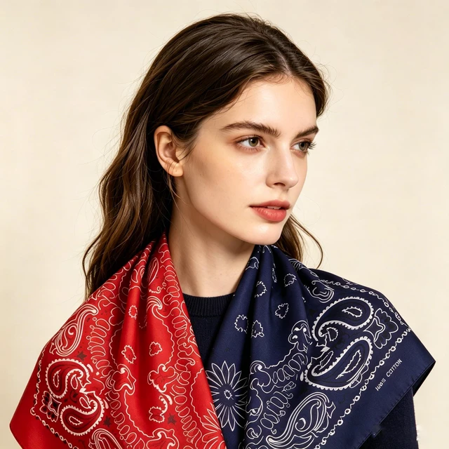 Alt view image 4 of 7 - 35 Inches Floral Head Scarf for Women Classic Lightweight Paisley Bandana | Western Paisley Print Square Scarf, Classic Paisley Bandana, Purse Scarf Accessory, Streetwear Head Cover