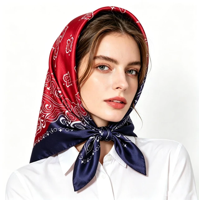 Alt view image 5 of 7 - 35 Inches Floral Head Scarf for Women Classic Lightweight Paisley Bandana | Western Paisley Print Square Scarf, Classic Paisley Bandana, Purse Scarf Accessory, Streetwear Head Cover