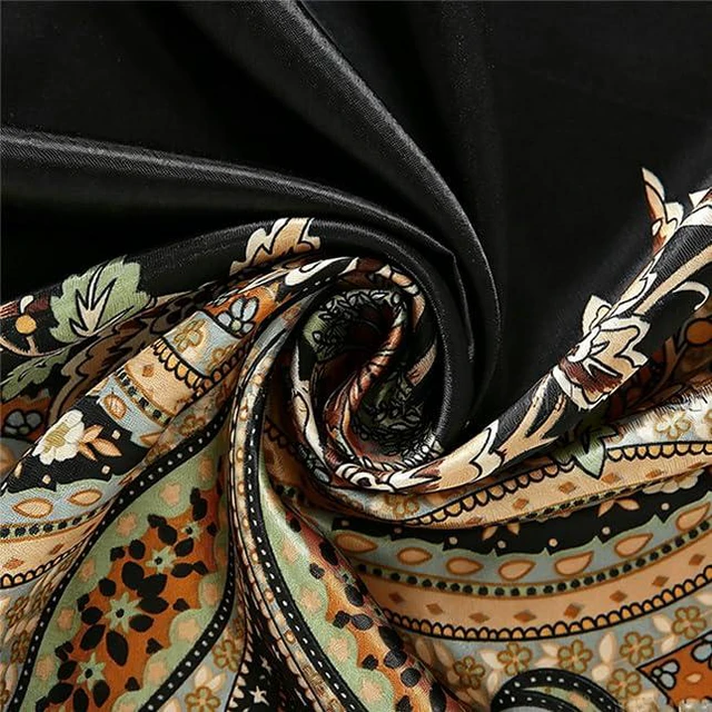 Alt view image 3 of 7 - Women-Square-Head-Scarf Bandana - 35" Satin-Hair-Neck-Scarf for Bag Pant