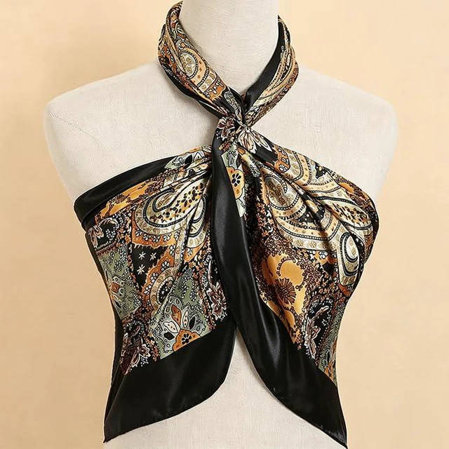 Alt view image 5 of 7 - Women-Square-Head-Scarf Bandana - 35" Satin-Hair-Neck-Scarf for Bag Pant