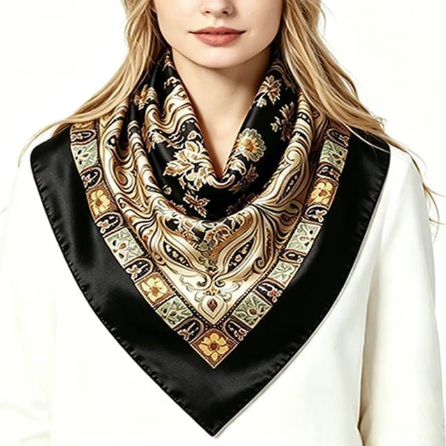 Alt view image 7 of 7 - Women-Square-Head-Scarf Bandana - 35" Satin-Hair-Neck-Scarf for Bag Pant