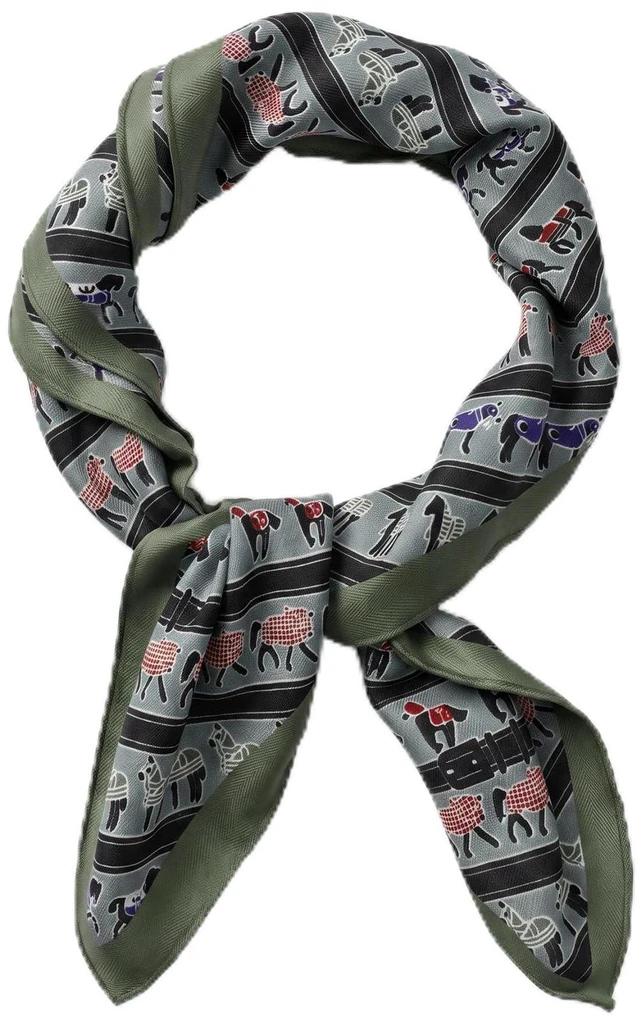 Main image of Western Horse Neck Scarf for Women, 27.55x27.55inch | Silk Square Vintage Soft Wrap, Lightweight Satin Bandana - Green