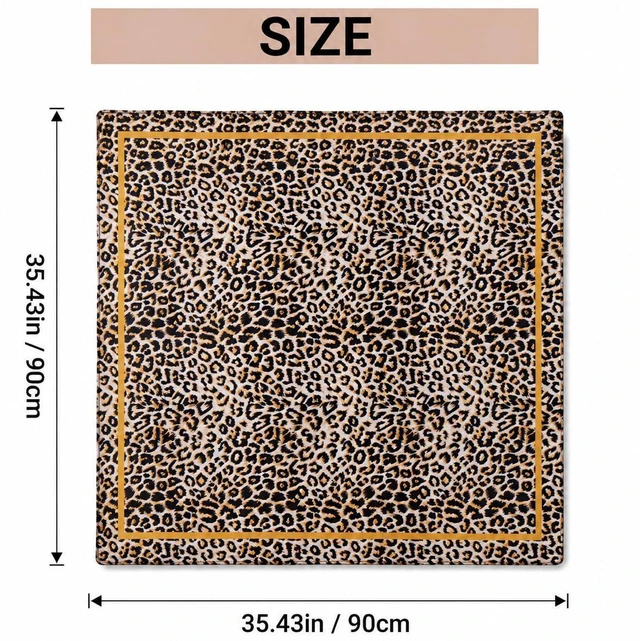 Alt view image 2 of 7 - 35" Large Satin Head Scarf for Women Leopard Print Hair Neck Scarf Bandana