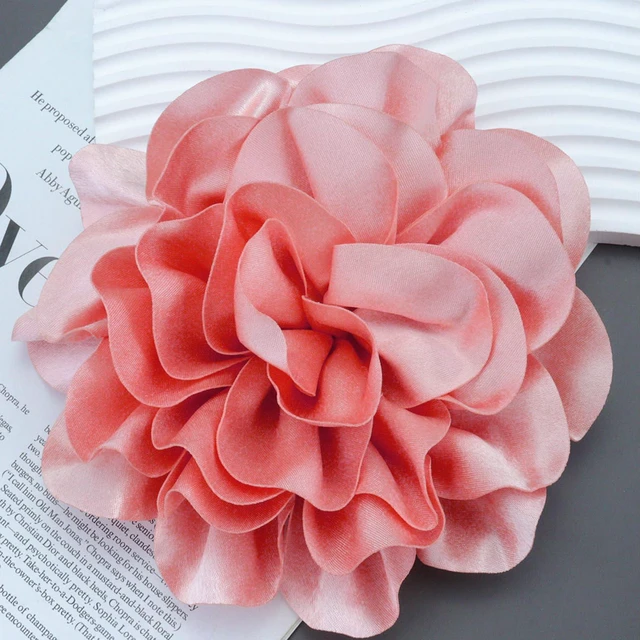 Alt view image 4 of 5 - Flower Brooch Large Blue Floral Pin Satin Look Statement Corsage Accessory for Dress Jacket Wedding Party