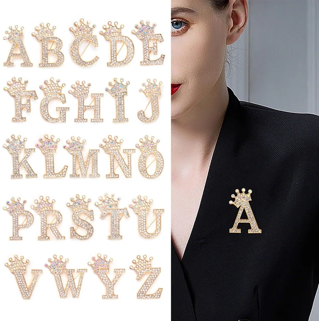 Alt view image 3 of 7 - 2Pcs Letter Brooches and Pins for Women A-Z Letter Brooch Pins Rhinestone Initial Accessories for Hat Backpacks Personal Custom Jewelry Gifts for Men Women