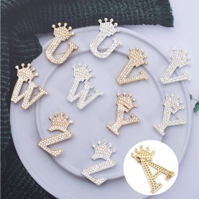 Alt view image 6 of 7 - 2Pcs Letter Brooches and Pins for Women A-Z Letter Brooch Pins Rhinestone Initial Accessories for Hat Backpacks Personal Custom Jewelry Gifts for Men Women