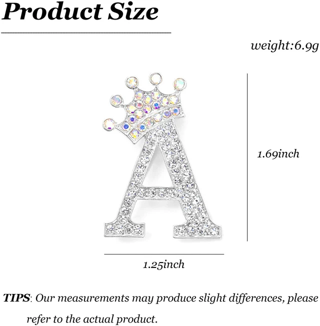 Alt view image 7 of 7 - 2Pcs Letter Brooches and Pins for Women A-Z Letter Brooch Pins Rhinestone Initial Accessories for Hat Backpacks Personal Custom Jewelry Gifts for Men Women