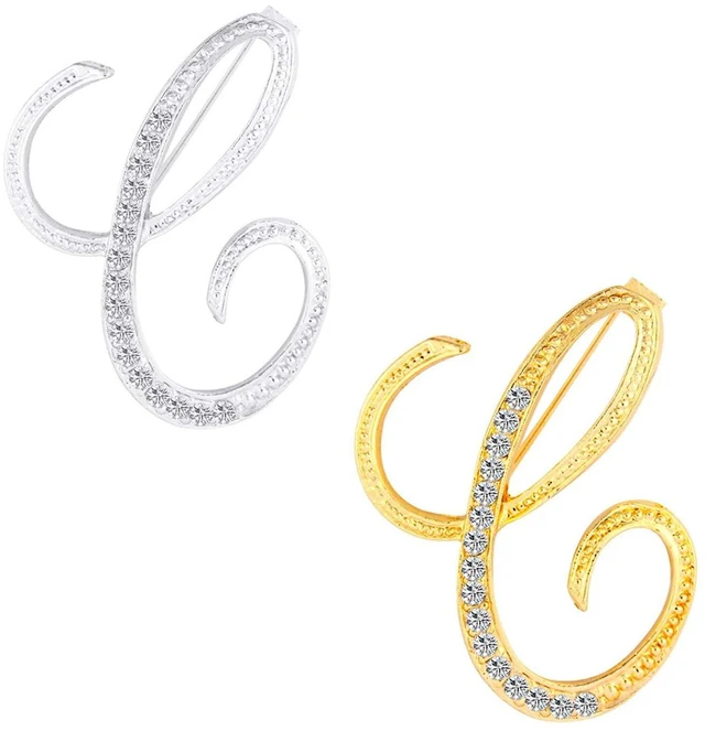 Main image of Rhinestone Initial Brooch Pin for Women Letter Lapel Pin Alphabet Jewelry for Blazer Jacket Scarf and Gifts