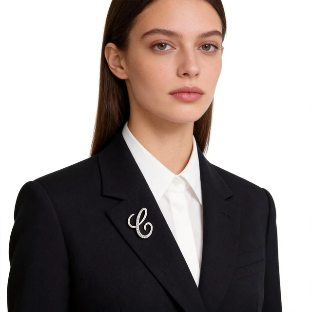 Alt view image 2 of 5 - Rhinestone Initial Brooch Pin for Women Letter Lapel Pin Alphabet Jewelry for Blazer Jacket Scarf and Gifts