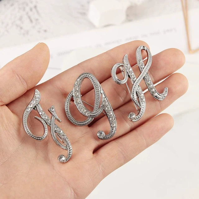 Alt view image 4 of 5 - Rhinestone Initial Brooch Pin for Women Letter Lapel Pin Alphabet Jewelry for Blazer Jacket Scarf and Gifts