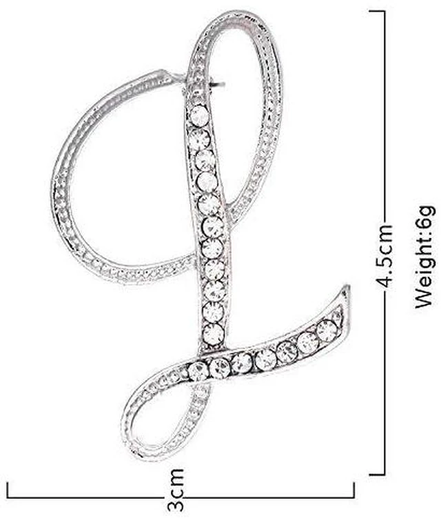 Alt view image 5 of 5 - Rhinestone Initial Brooch Pin for Women Letter Lapel Pin Alphabet Jewelry for Blazer Jacket Scarf and Gifts