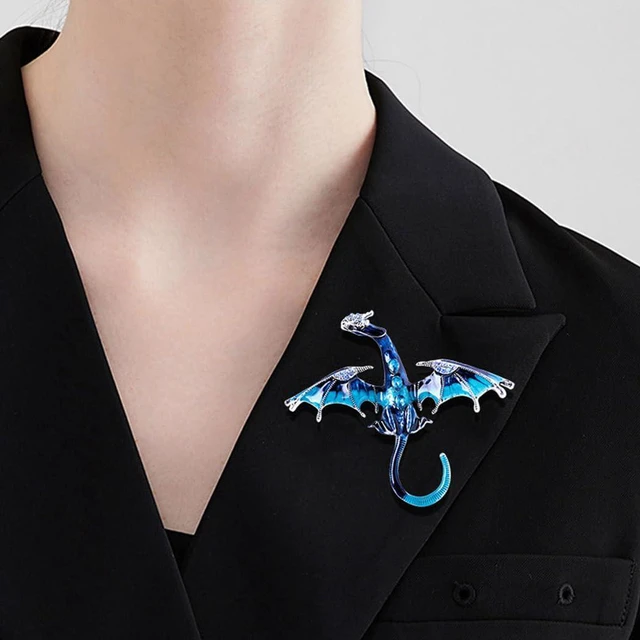 Alt view image 2 of 5 - Enamel Dragon Brooch Vintage Punk Dragon Animal Brooch Domineering Flying Dragons Brooch Personality Clothing Hat Bag Accessories for Men and Women (Blue)