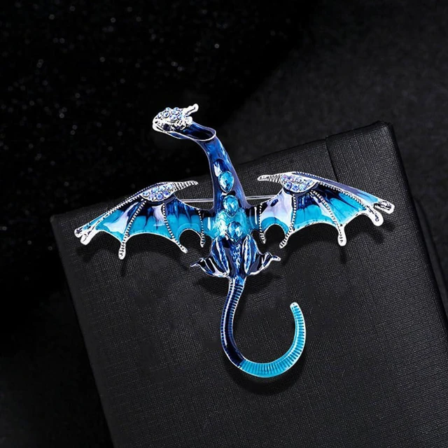 Alt view image 3 of 5 - Enamel Dragon Brooch Vintage Punk Dragon Animal Brooch Domineering Flying Dragons Brooch Personality Clothing Hat Bag Accessories for Men and Women (Blue)