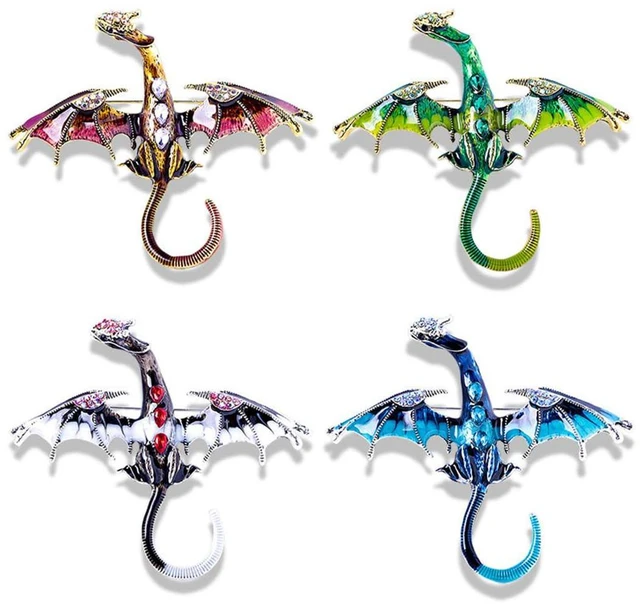 Alt view image 4 of 5 - Enamel Dragon Brooch Vintage Punk Dragon Animal Brooch Domineering Flying Dragons Brooch Personality Clothing Hat Bag Accessories for Men and Women (Blue)