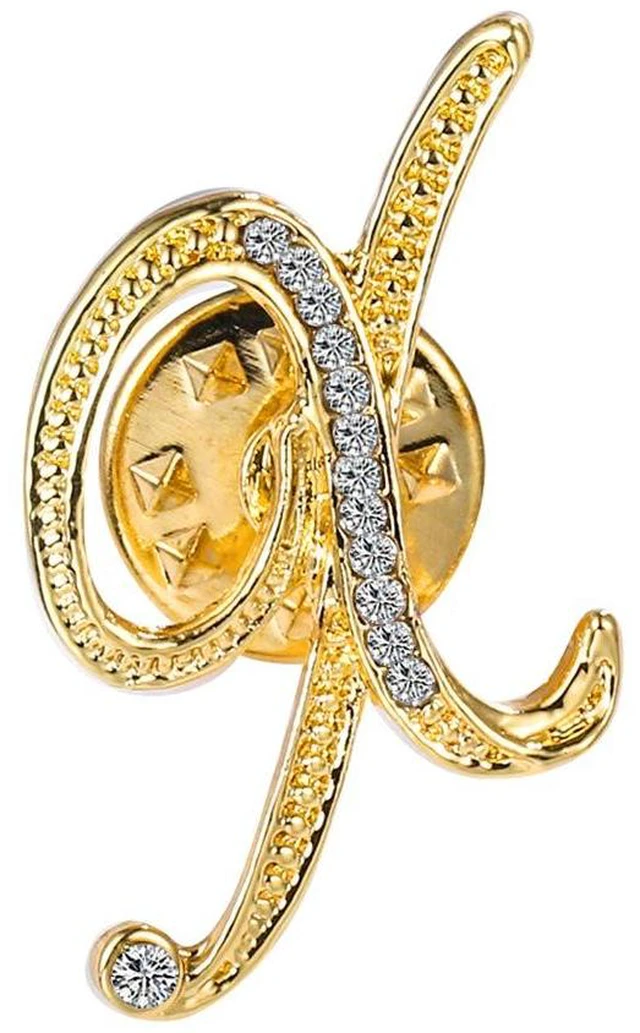 Main image of Initial Letter Brooch Pin Small Lapel Pin Tie Tack Name Personalized Gifts for Women Men Gold X