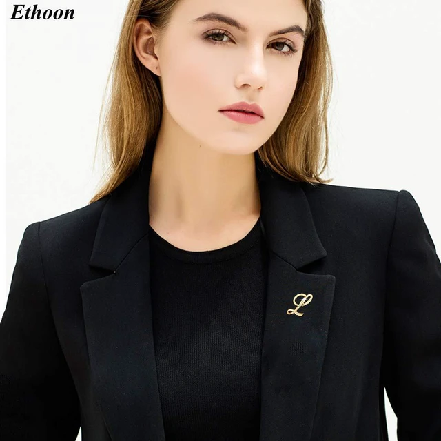 Alt view image 3 of 7 - Initial Letter Brooch Pin Small Lapel Pin Tie Tack Name Personalized Gifts for Women Men Gold X