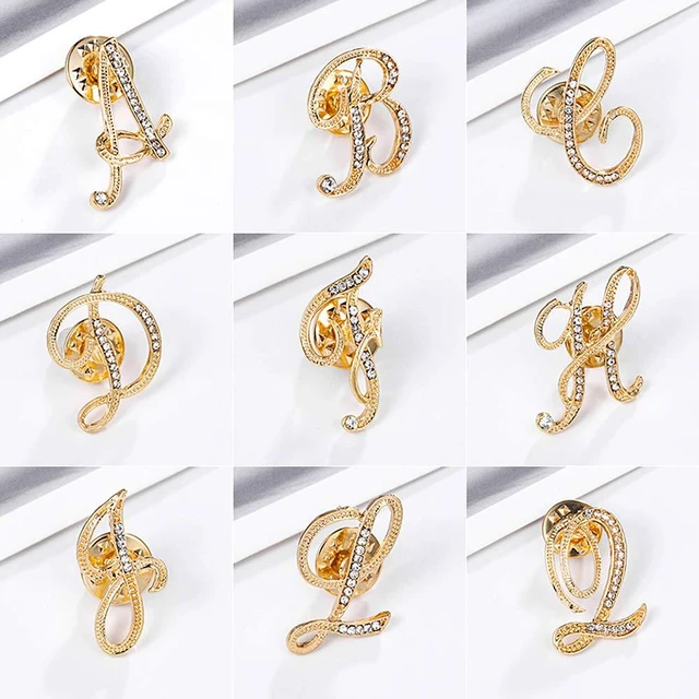 Alt view image 4 of 7 - Initial Letter Brooch Pin Small Lapel Pin Tie Tack Name Personalized Gifts for Women Men Gold X