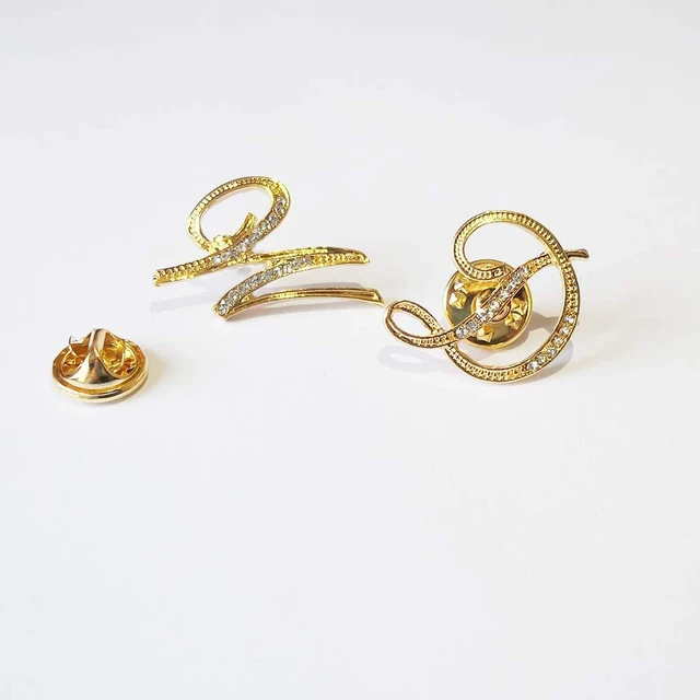 Alt view image 5 of 7 - Initial Letter Brooch Pin Small Lapel Pin Tie Tack Name Personalized Gifts for Women Men Gold X