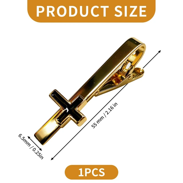 Alt view image 2 of 7 - 1PCS Gold Cross Tie Clips for Men, Elegant Tie Accessory for Formal Wear | 1PCS Gold 1PCS Gold Cross Tie Clips for Men designed for clear fit, simple handling, and reliable organization during outfit