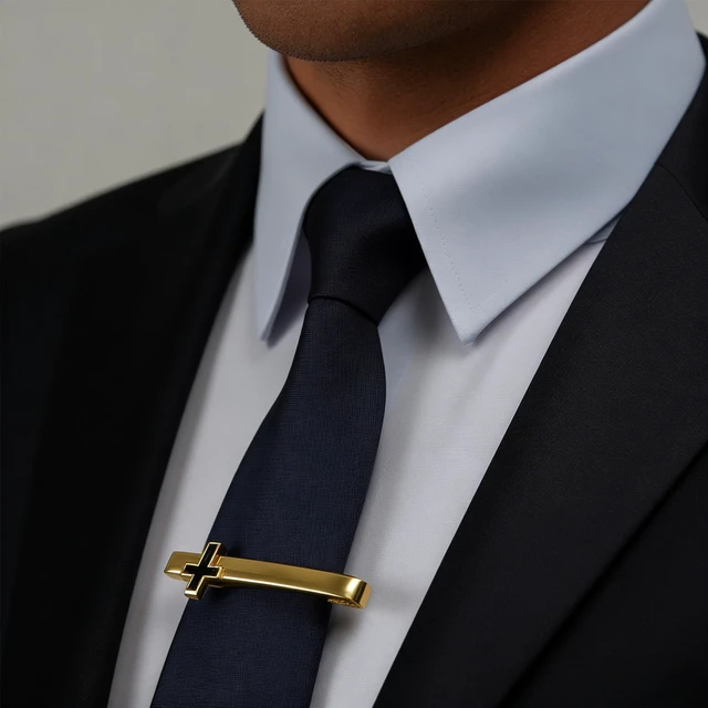 Alt view image 5 of 7 - 1PCS Gold Cross Tie Clips for Men, Elegant Tie Accessory for Formal Wear | 1PCS Gold 1PCS Gold Cross Tie Clips for Men designed for clear fit, simple handling, and reliable organization during outfit
