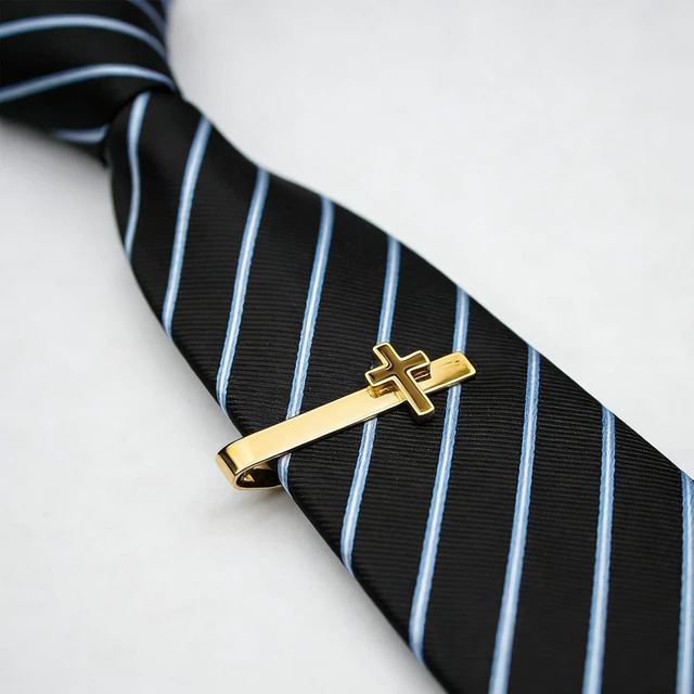 Alt view image 4 of 7 - 1PCS Gold Cross Tie Clips for Men, Elegant Tie Accessory for Formal Wear | 1PCS Gold 1PCS Gold Cross Tie Clips for Men designed for clear fit, simple handling, and reliable organization during outfit