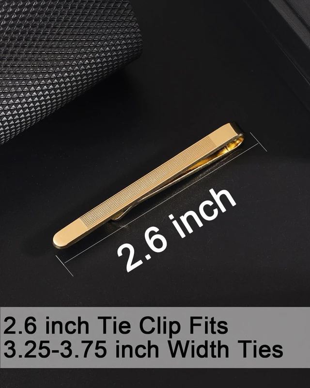 Alt view image 2 of 6 - Golden Tie Clips for Men, 2.6 Inch Tie Clip Tie Bar Tie Pins for Standard Ties, Golden Men's Tie Clip Tie Clasps Unique Men's Accessories Gifts for Business, Church, Weddings, Formal Events