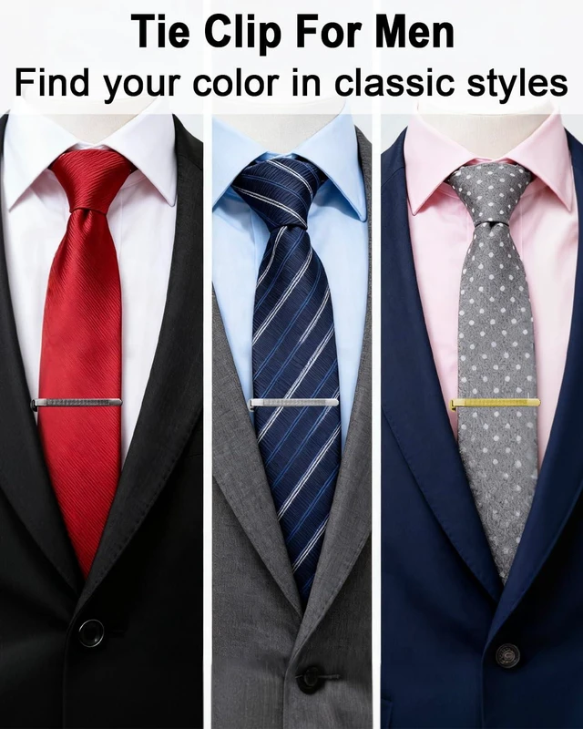 Alt view image 4 of 6 - Golden Tie Clips for Men, 2.6 Inch Tie Clip Tie Bar Tie Pins for Standard Ties, Golden Men's Tie Clip Tie Clasps Unique Men's Accessories Gifts for Business, Church, Weddings, Formal Events