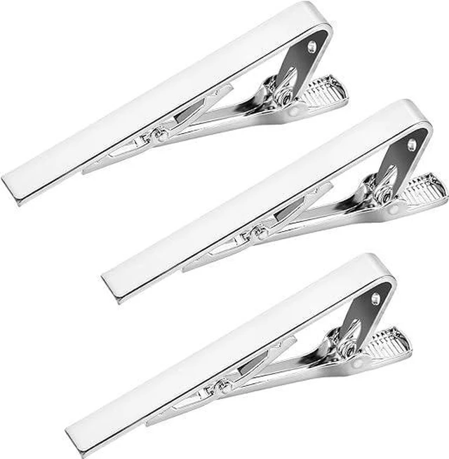 Main image of Tie Clips For Men, Silver, 3 Pcs Set