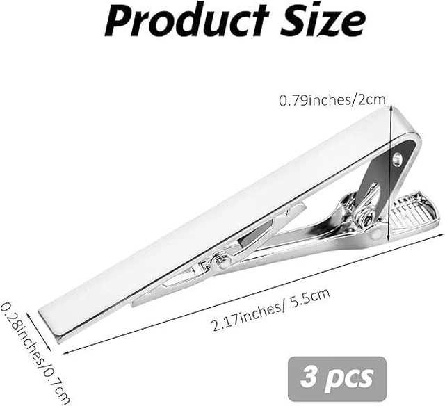 Alt view image 2 of 7 - Tie Clips For Men, Silver, 3 Pcs Set