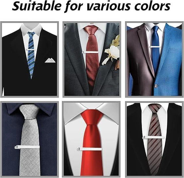Alt view image 6 of 7 - Tie Clips For Men, Silver, 3 Pcs Set