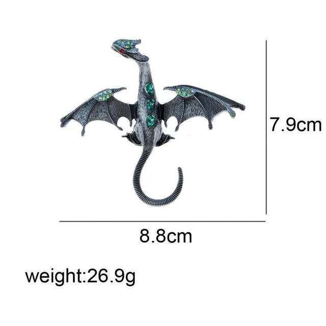 Alt view image 5 of 5 - Enamel Dragon Brooch Vintage Punk Dragon Animal Brooch Domineering Flying Dragons Brooch Personality Clothing Hat Bag Accessories for Men and Women (Blue)
