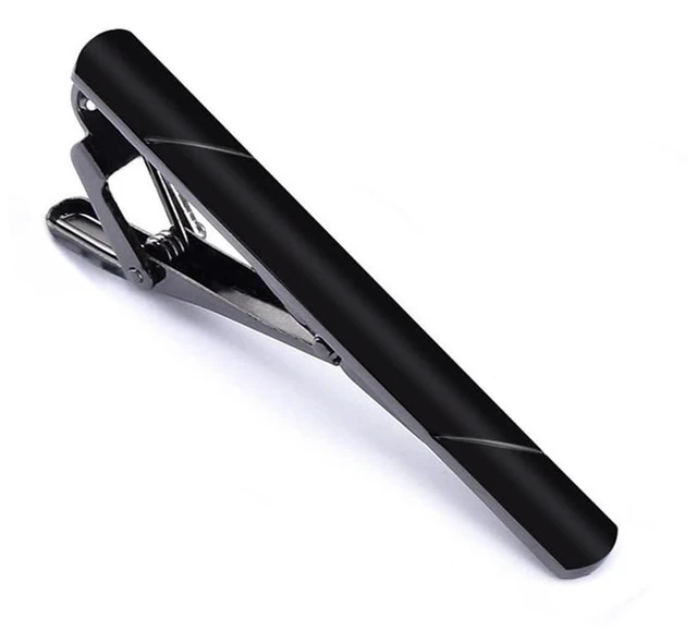 Main image of Tie Clips for Men Gold Silver Black Regular Tie Bar for Father Lover Wedding Anniversary Business and Best Gift-black