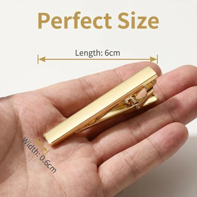 Alt view image 2 of 7 - Mens Tie Clip, Metal Gold Tone Minimalist Ties Clips,Formal Tie Bar Clasp Clip for Wedding (Gold)