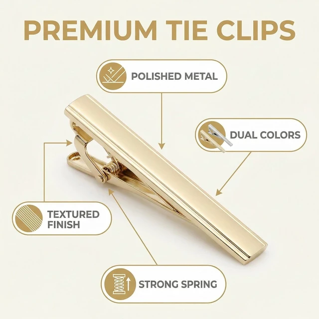 Alt view image 3 of 7 - Mens Tie Clip, Metal Gold Tone Minimalist Ties Clips,Formal Tie Bar Clasp Clip for Wedding (Gold)
