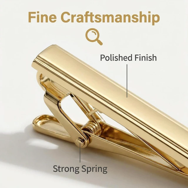 Alt view image 4 of 7 - Mens Tie Clip, Metal Gold Tone Minimalist Ties Clips,Formal Tie Bar Clasp Clip for Wedding (Gold)