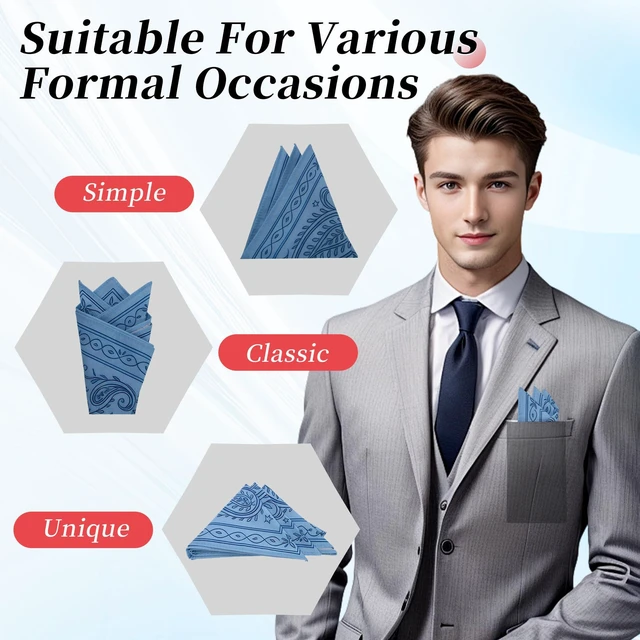 Alt view image 4 of 6 - Handkerchiefs for Men, Cotton Pocket Squares for Men with Holder | Reusable, Soft , 12 x12 Inch