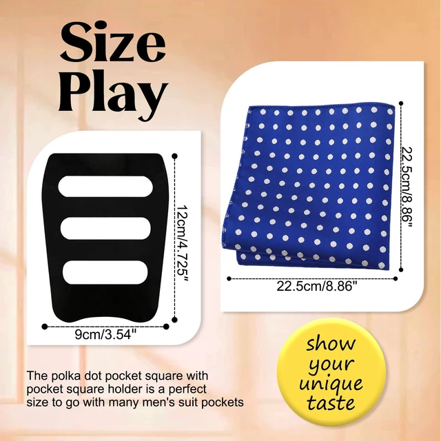 Alt view image 3 of 7 - LHXzizizi Polka Dot Handkerchiefs for Men, Mens Handkerchiefs Pocket Square with Holder for Wedding Party Banquet Formal Prom (Blue)