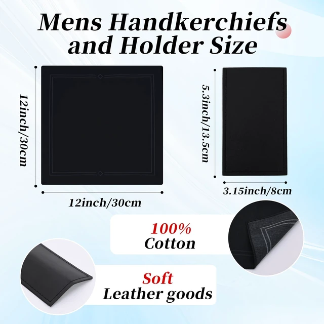 Alt view image 2 of 5 - Men's Handkerchiefs, Pocket Squares Hankies with Holder, 12 x12 Inch | Classic, Soft, Cotton, Reusable