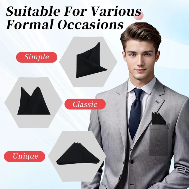 Alt view image 3 of 5 - Men's Handkerchiefs, Pocket Squares Hankies with Holder, 12 x12 Inch | Classic, Soft, Cotton, Reusable