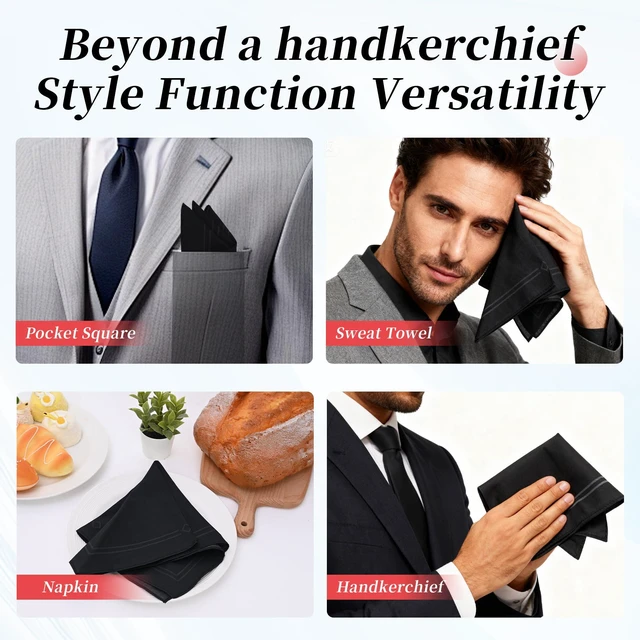 Alt view image 4 of 5 - Men's Handkerchiefs, Pocket Squares Hankies with Holder, 12 x12 Inch | Classic, Soft, Cotton, Reusable