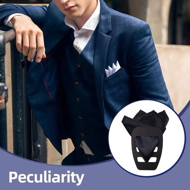 Alt view image 4 of 7 - 3Pack Holder Pocket Squares for Men Black Holder | For Tuxedos, For Suits, For Vests, For Dinner Jackets