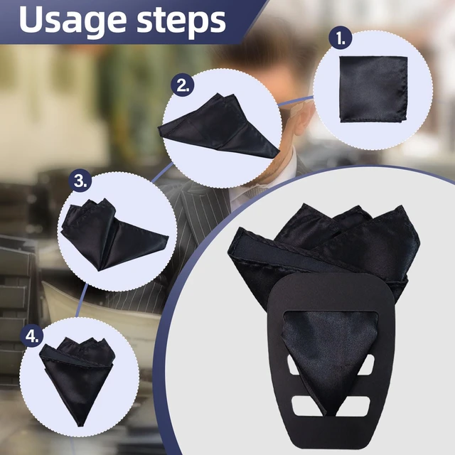 Alt view image 3 of 7 - 3Pack Holder Pocket Squares for Men Black Holder | For Tuxedos, For Suits, For Vests, For Dinner Jackets