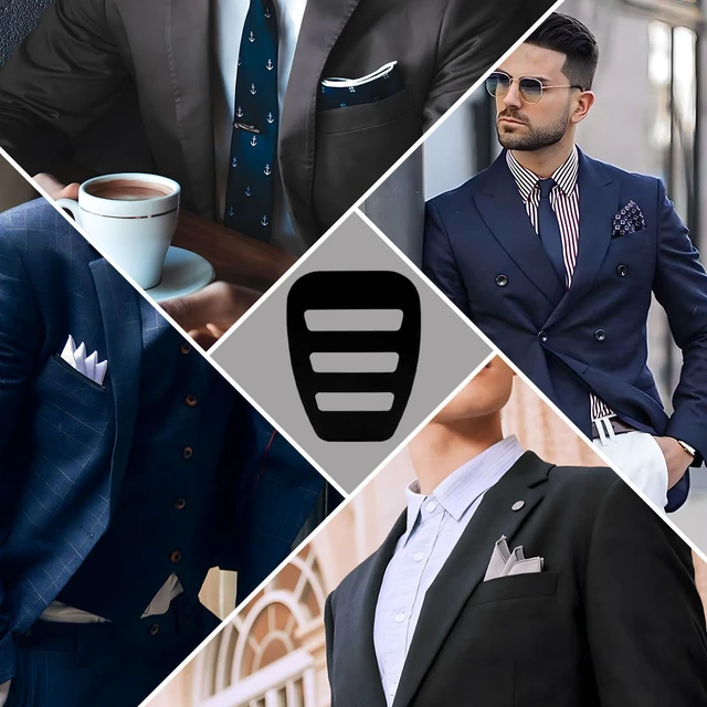 Alt view image 7 of 7 - 3Pack Holder Pocket Squares for Men Black Holder | For Tuxedos, For Suits, For Vests, For Dinner Jackets