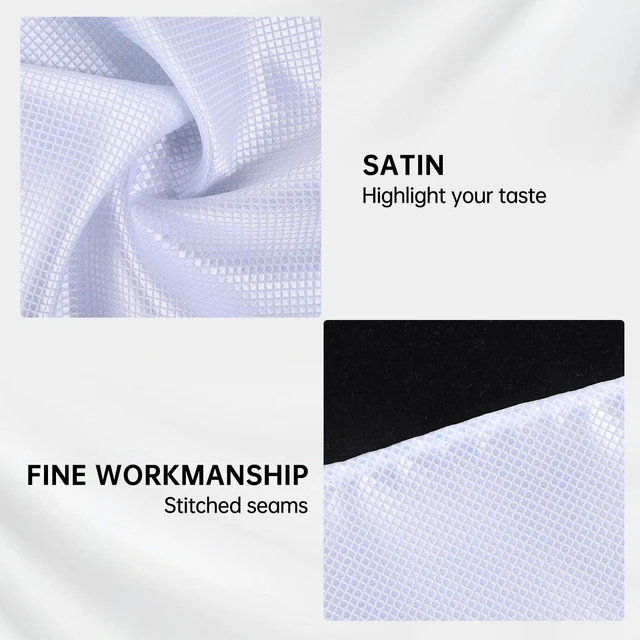 Alt view image 4 of 7 - Satin Pocket Square for Men, White Silk Suit Handkerchief | White Square Handkerchief for Men Wedding Party