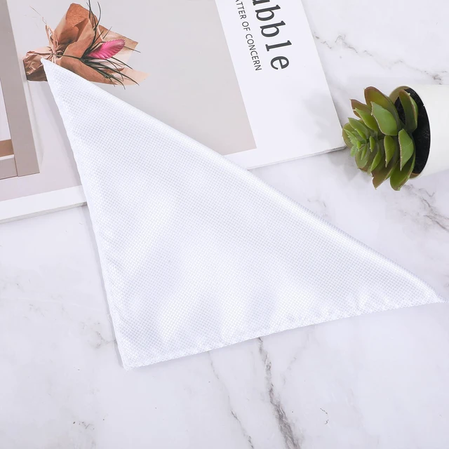 Alt view image 7 of 7 - Satin Pocket Square for Men, White Silk Suit Handkerchief | White Square Handkerchief for Men Wedding Party