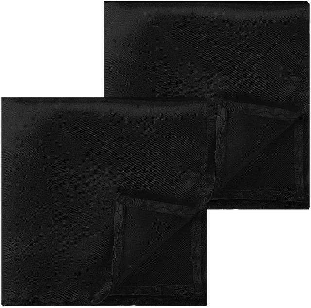 Main image of 2 Pcs Black Pocket Squares for Men Black Handkerchief 8.6x 8.6 Inch Solid Handerchief Satin Pocket Square Handkerchief Suit Pocket Squares for Men Christmas Father'S Day Gifts