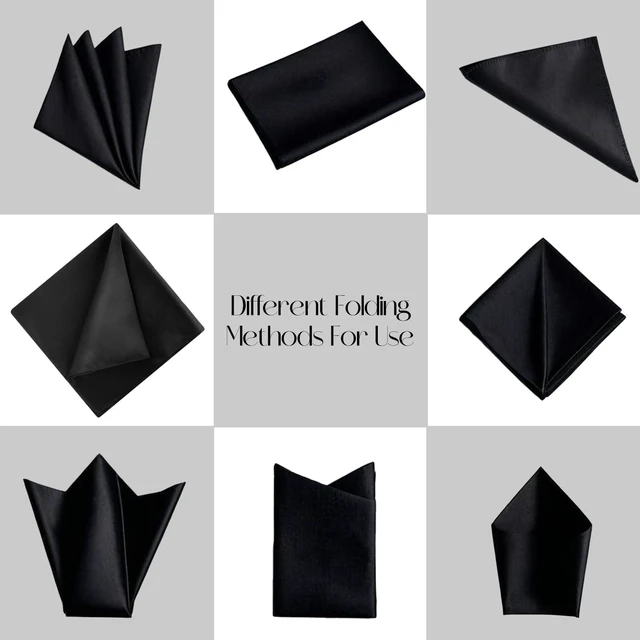 Alt view image 6 of 7 - 2 Pcs Black Pocket Squares for Men Black Handkerchief 8.6x 8.6 Inch Solid Handerchief Satin Pocket Square Handkerchief Suit Pocket Squares for Men Christmas Father'S Day Gifts