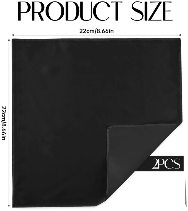 Alt view image 3 of 7 - 2 Pcs Black Pocket Squares for Men Black Handkerchief 8.6x 8.6 Inch Solid Handerchief Satin Pocket Square Handkerchief Suit Pocket Squares for Men Christmas Father'S Day Gifts